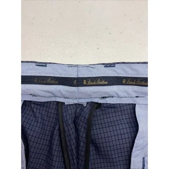 Brooks Brothers slacks Pants Mens 38x30 Clark Blue micro Plaid Stretch Career